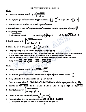 Đề ôn thi học kì 1 môn Toán Lớp 10 - Vũ Tuấn Anh
